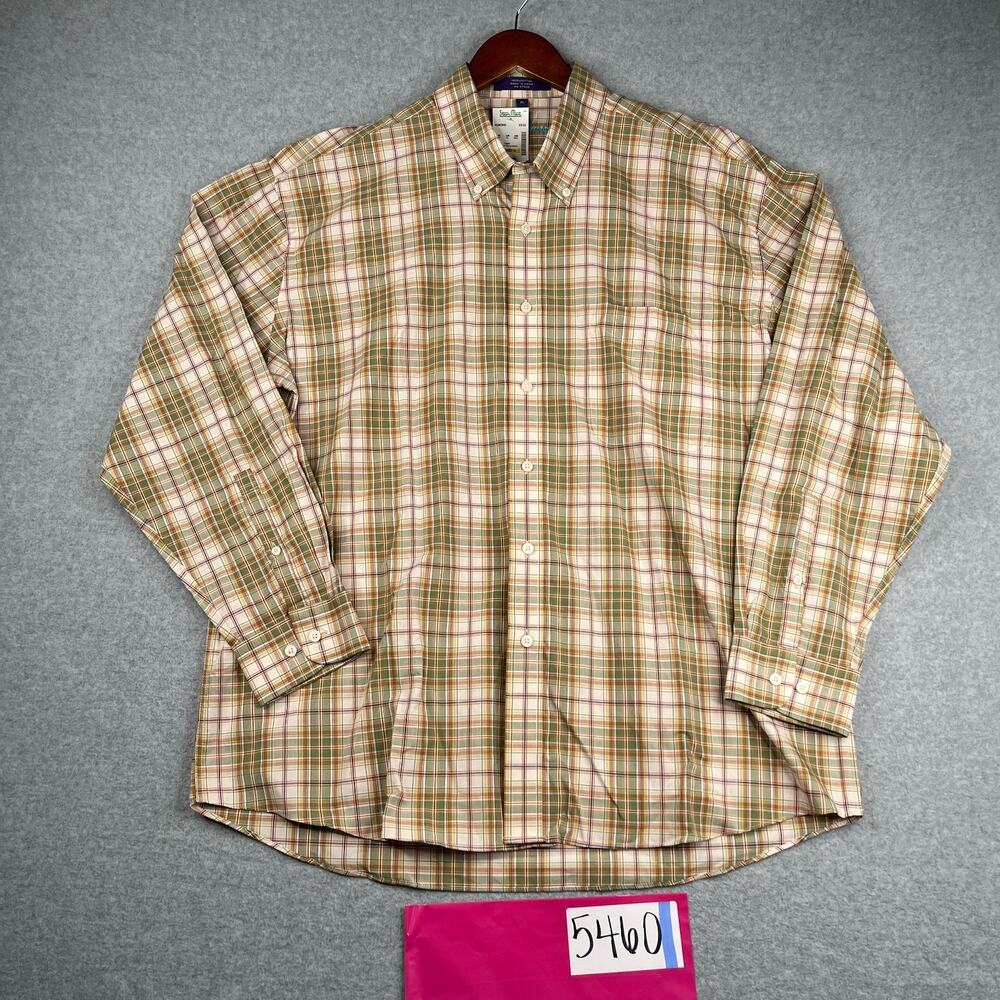 Alan Flusser Shirt XL Green Ivory Plaid Casual Classic Mens New NWT